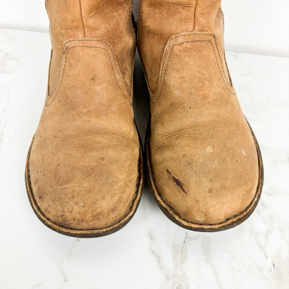 UGG Kaleen Chestnut Leather Sherpa Lined Mid Calf Boot Sz 8 - Picture 8 of 13